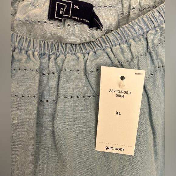 NEW GAP Off-Shoulder Pointelle Chambray Denim‎ 3/4 Sleeve top Sz XL 0563 - Picture 5 of 8